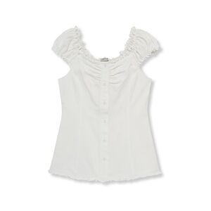 Habitual Girls Button Front Top, White